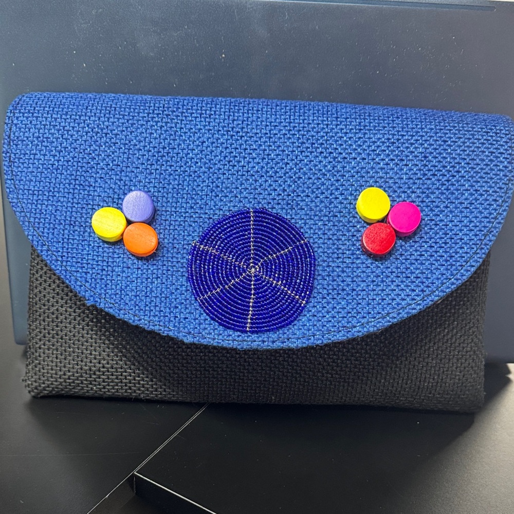 Blue and Black Clutch Bag